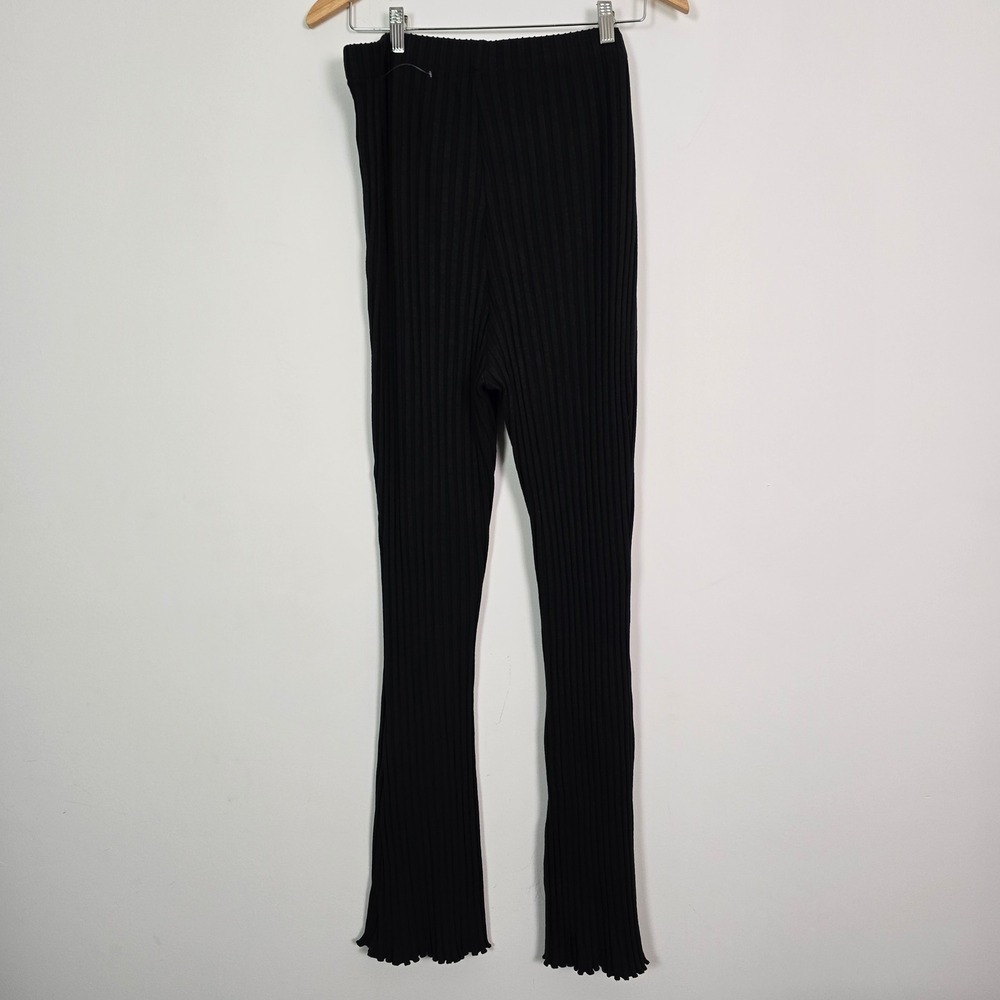 Lovers and Friends Ribbed Knit Pants Women XL Black Flare Capsule USA Chic Modal - Picture 5 of 13